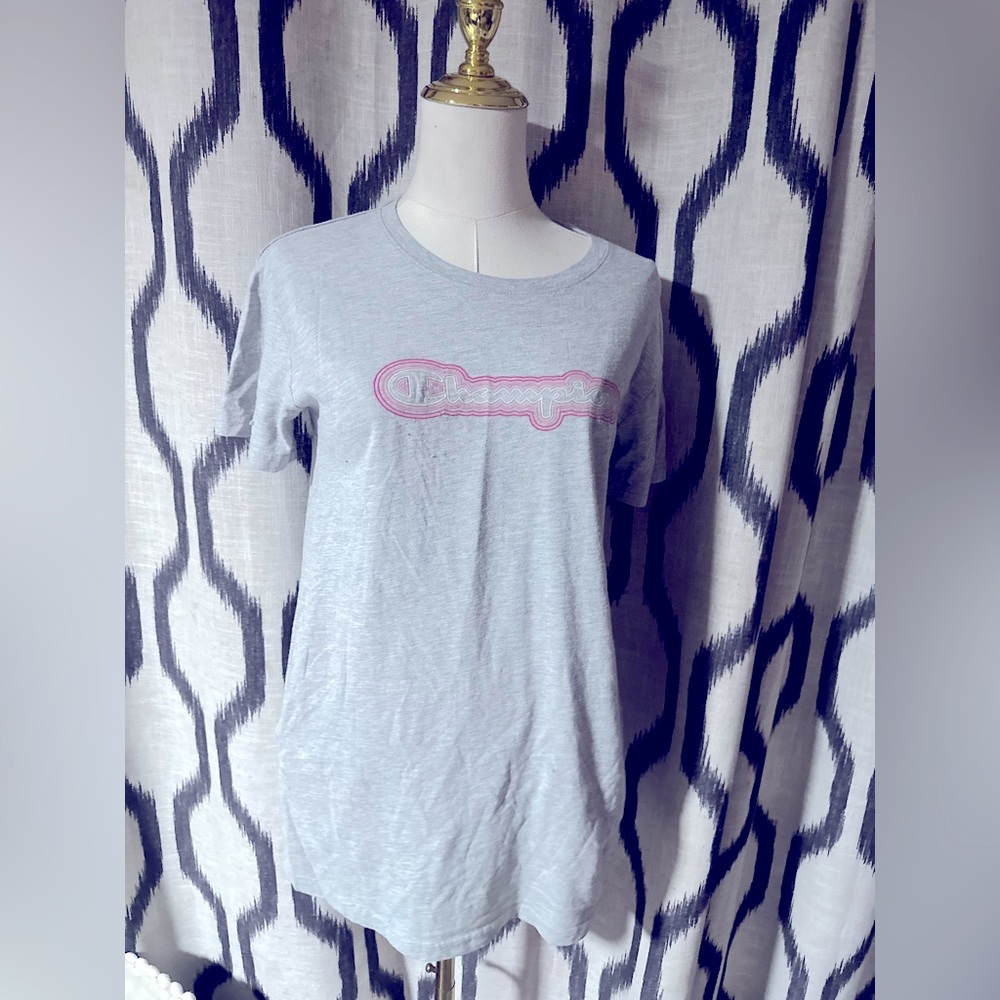 Girls large Champion Gray Tee with Pink Logo dress